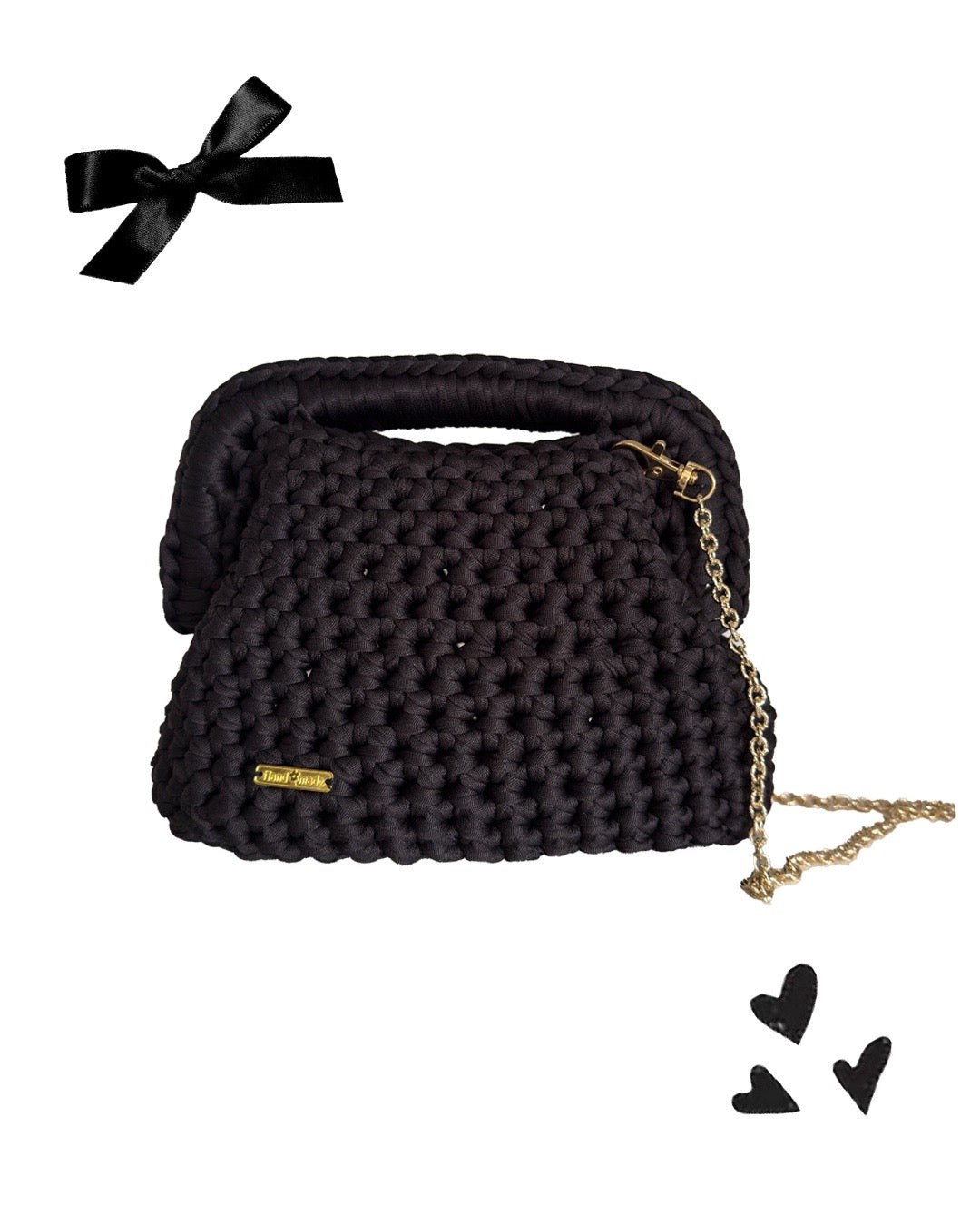 Borsa uncinetto nero