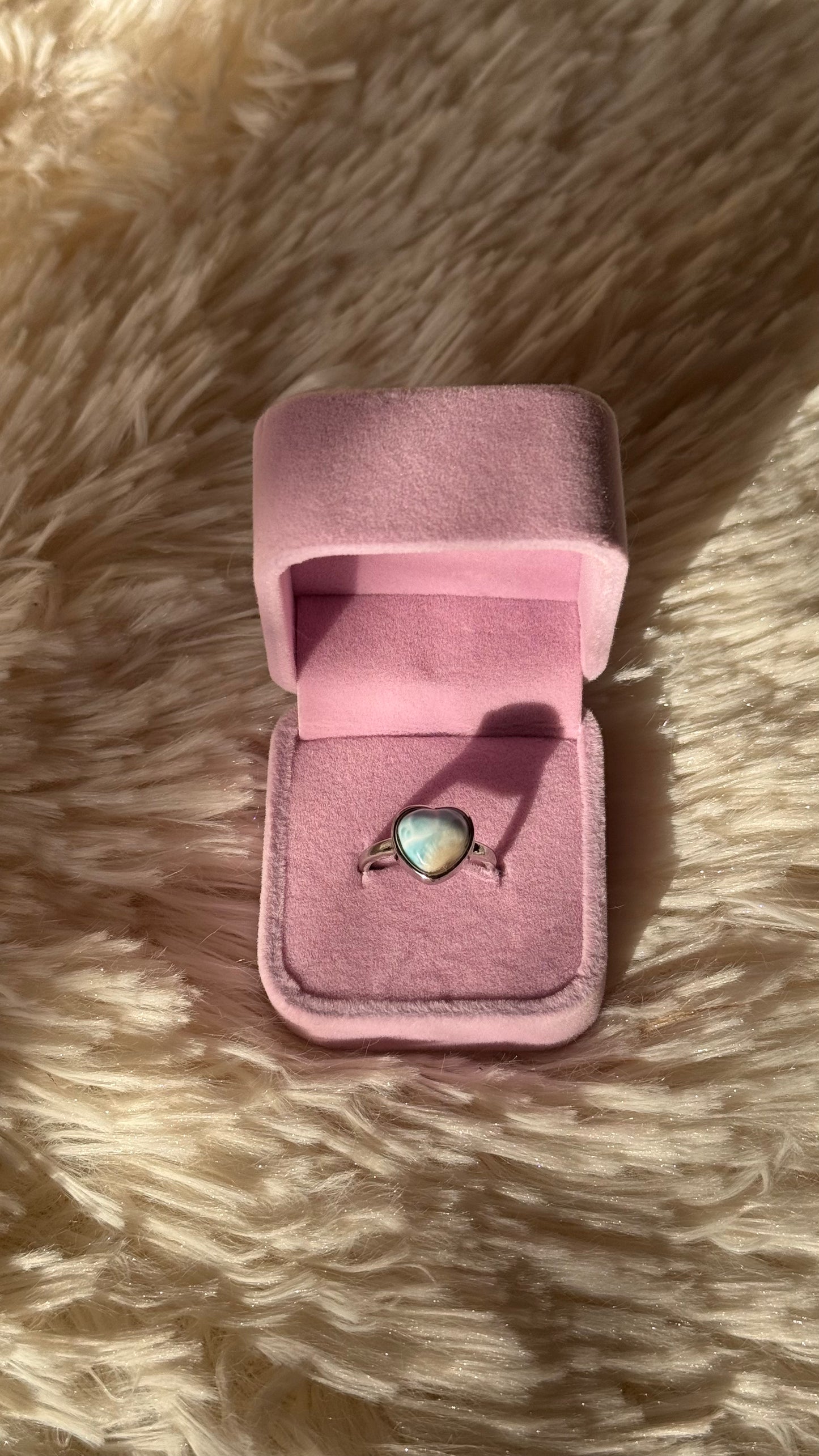 Anello Cuore in Larimar