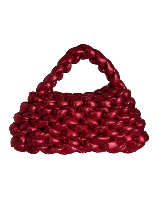 Borsa uncinetto rosso metallizzato