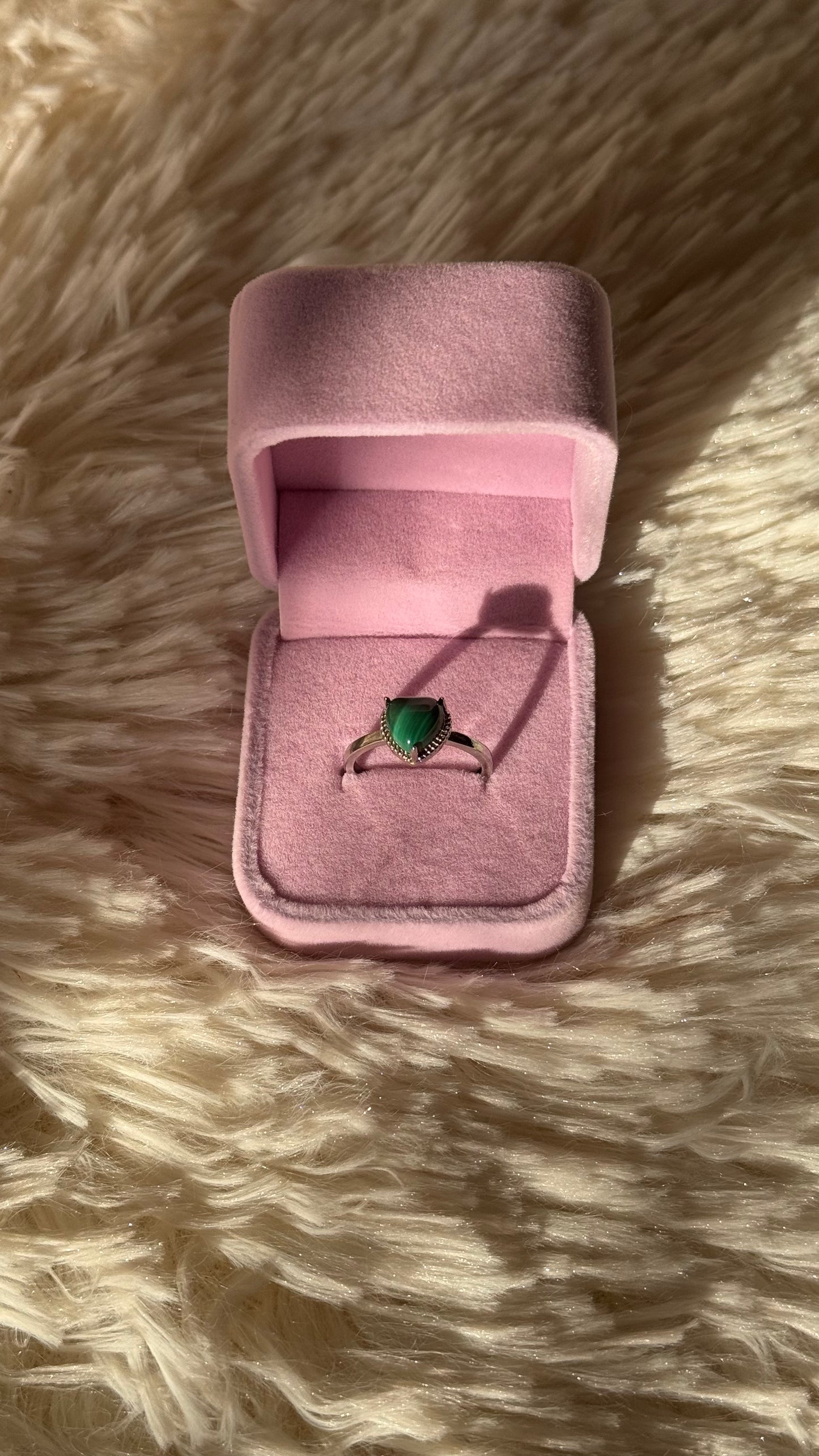 Anello Cuore in Malachite