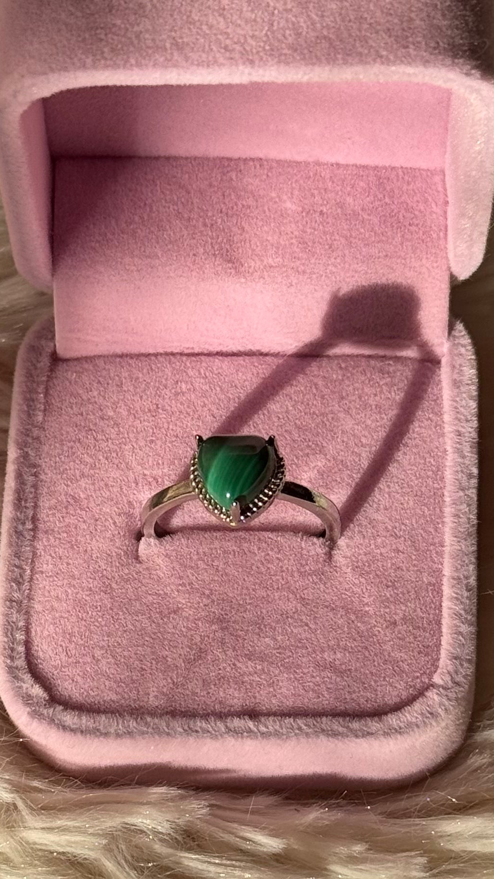 Anello Cuore in Malachite