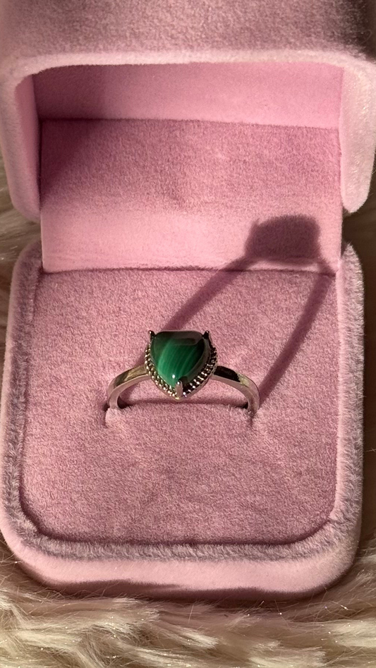 Anello Cuore in Malachite