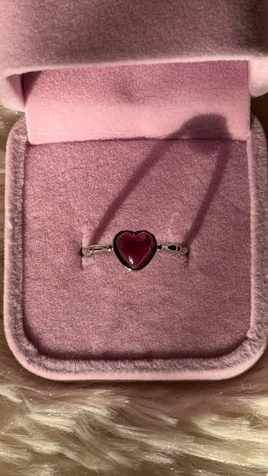 Anello Cuore in Granato
