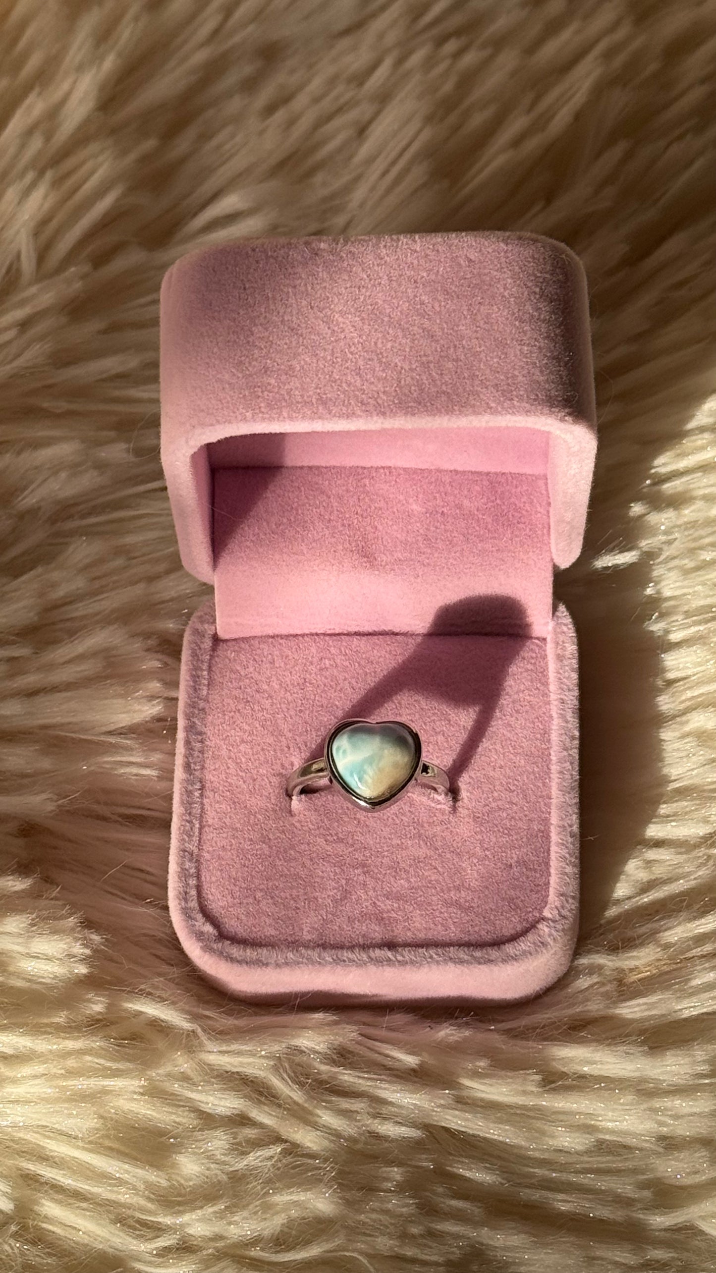 Anello Cuore in Larimar