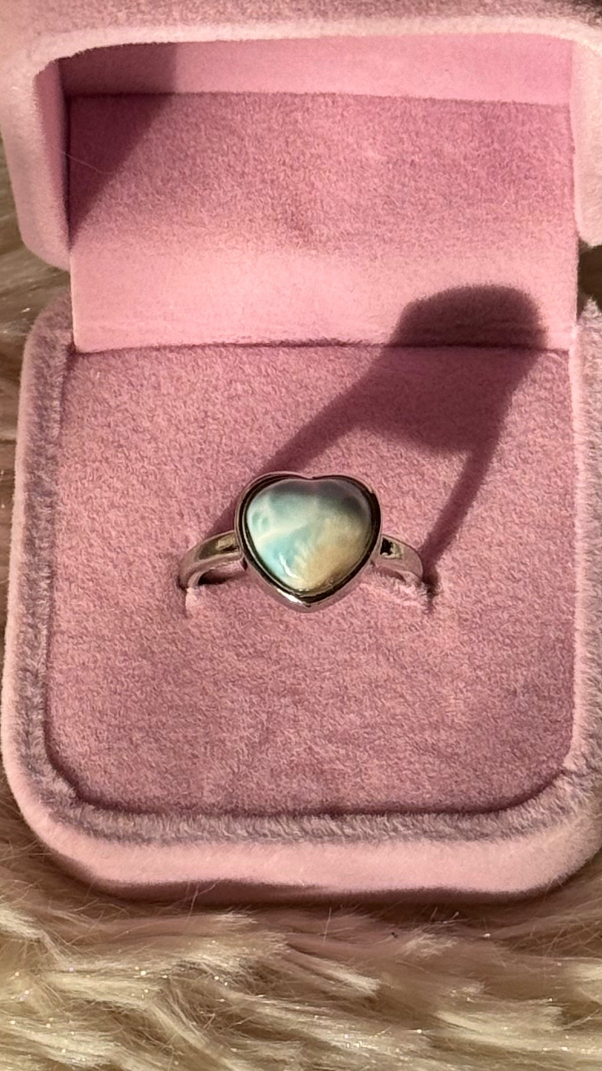 Anello Cuore in Larimar