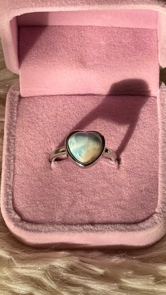 Anello Cuore in Larimar