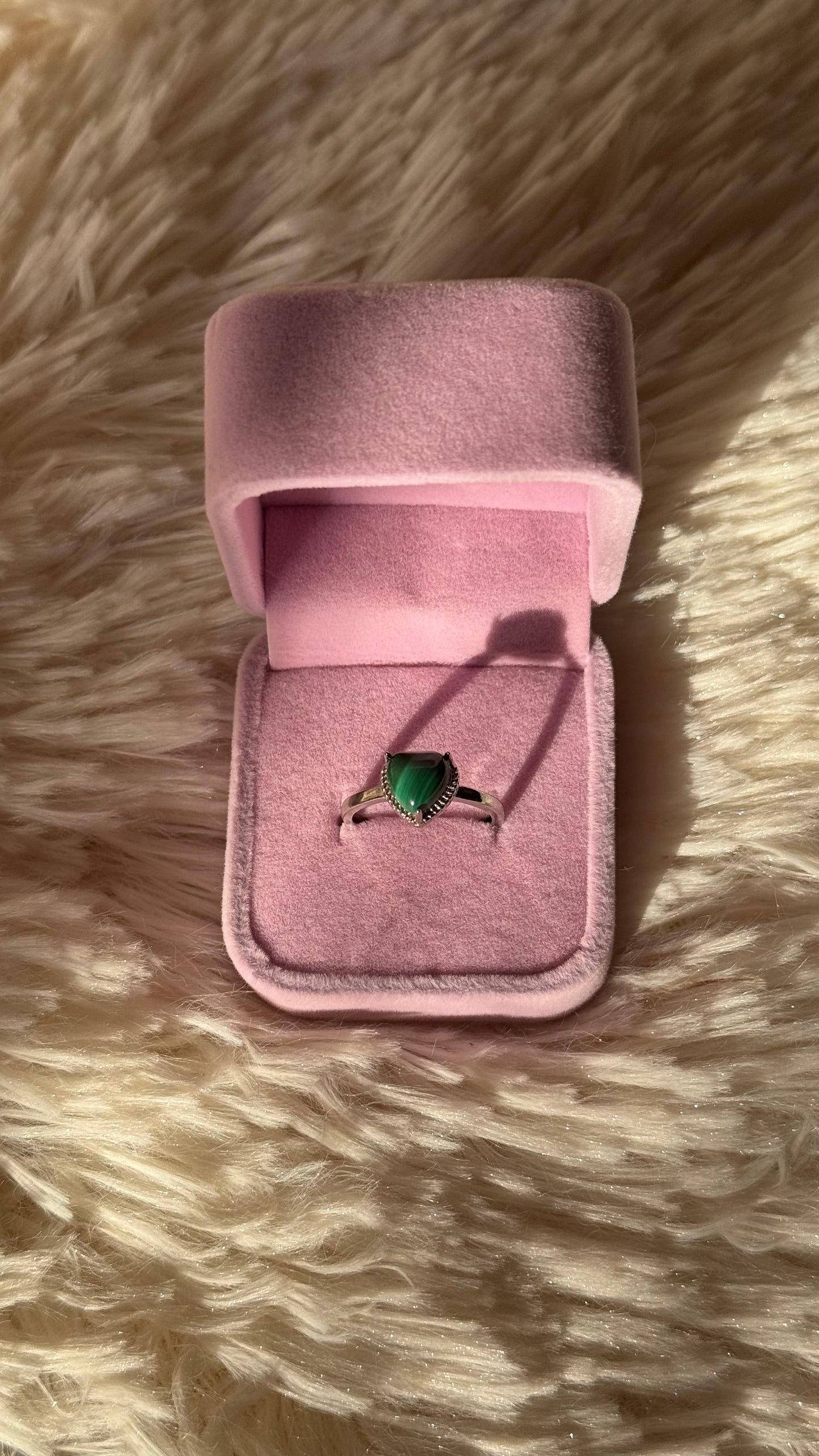 Anello Cuore in Malachite
