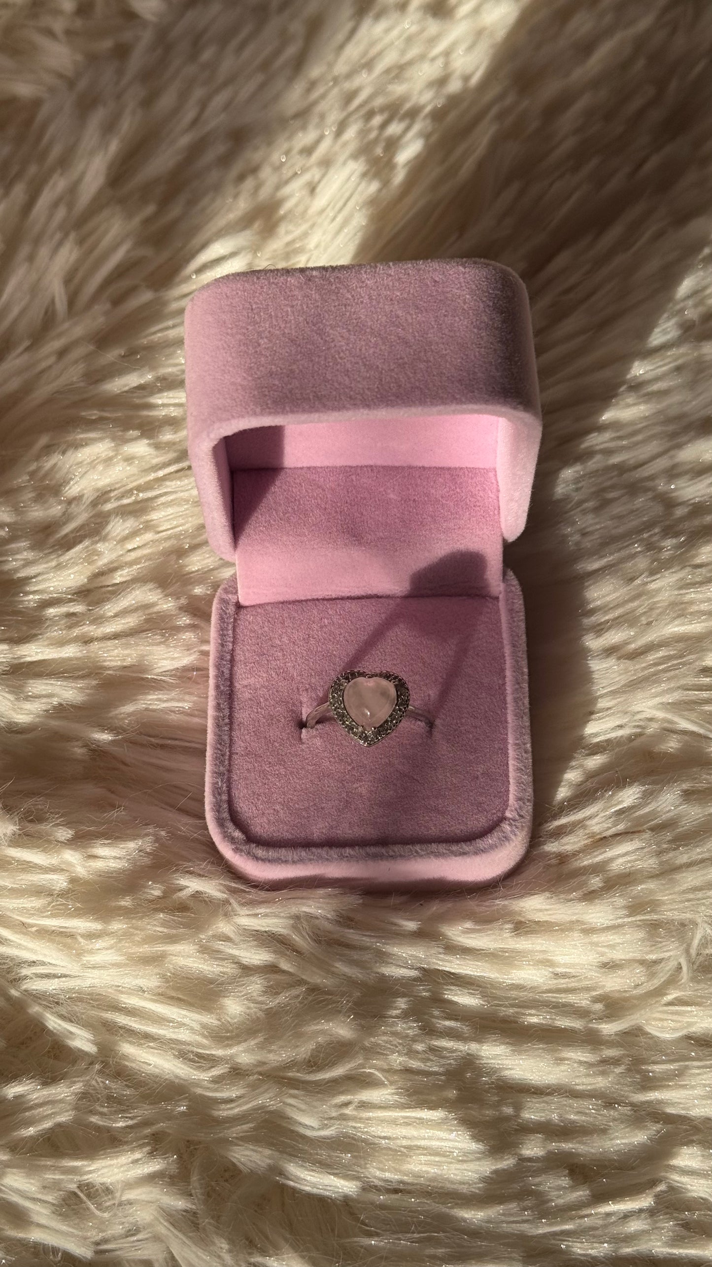Anello Cuore in Quarzo Rosa