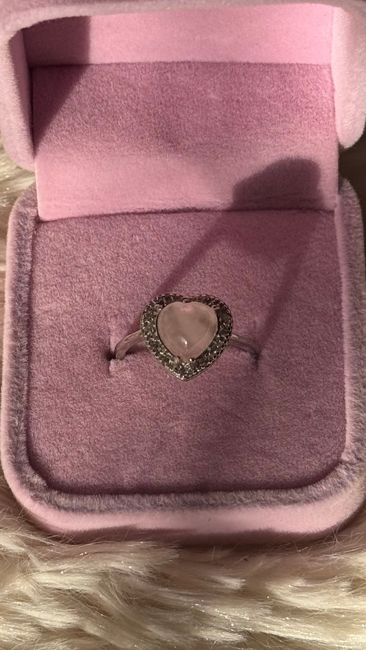 Anello Cuore in Quarzo Rosa
